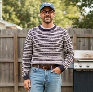 Produkt M Eclectic Grandpa Coastal Cabincore Stripes Fair Isle Knit Sweater